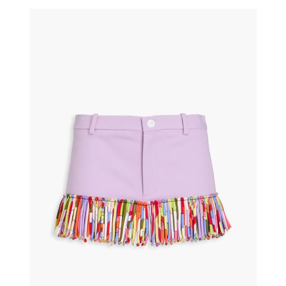 Emilio Pucci Fringed cotton-blend gabardine shorts